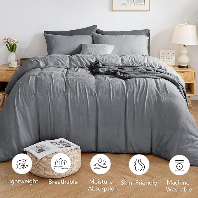 Linen Duvet Cover Set - Queen - 3 Piece