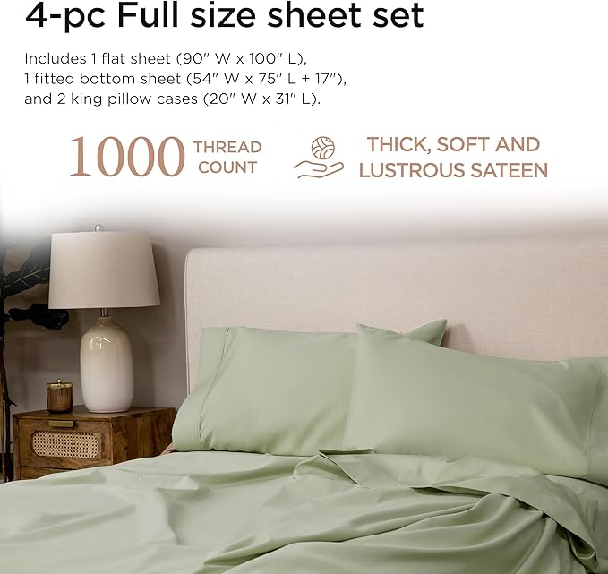 100% Cotton Bed Sheet Set - Full - 4 Piece