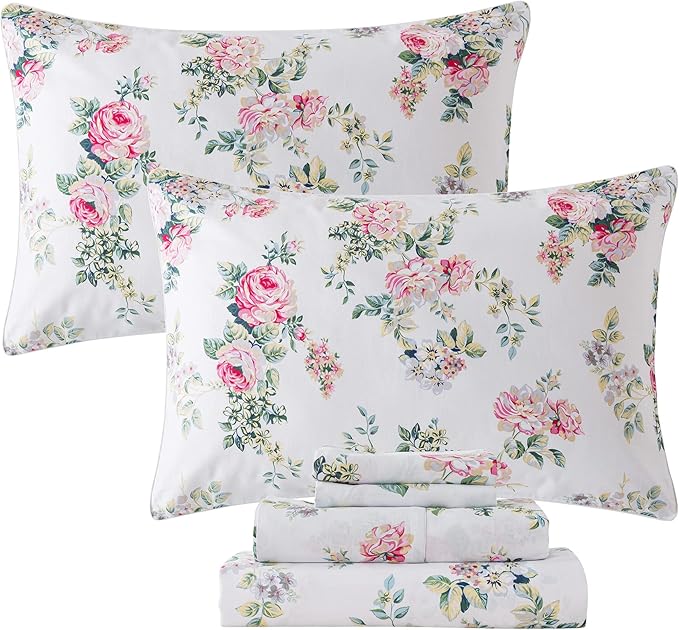 100% Cotton Bed Sheet Set - King - 4 Piece