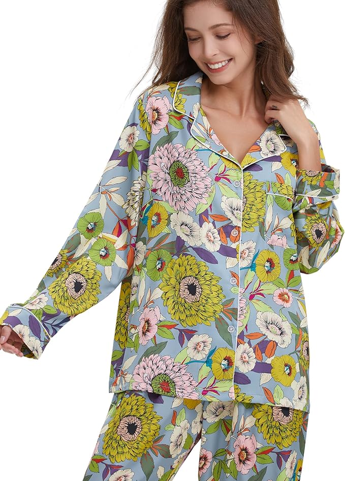 Satin Pajama Set - Long Sleeve - 2 Piece