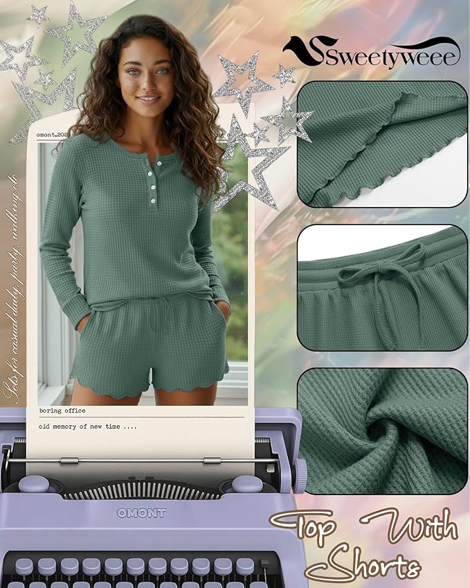 Women's Shorts Pajama Set - Long Sleeve - 2 Pack - 2 Piece