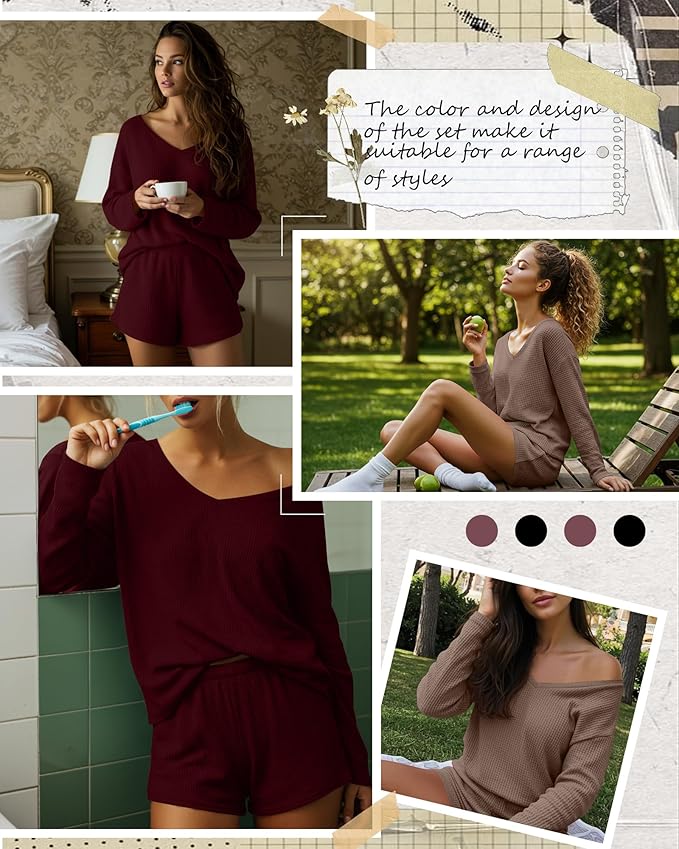Women's Shorts Pajama Set - Long Sleeve - 2 Pack - 2 Piece
