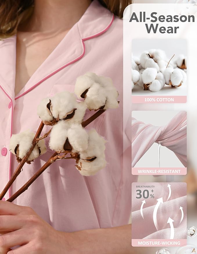 Women's 100% Cotton Pajama Set - 2 Piece