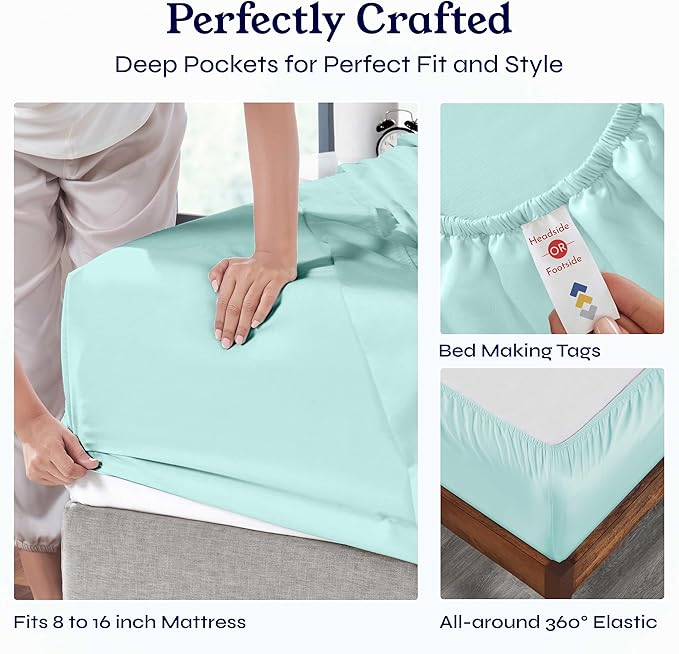 100% Cotton Bed Sheet Set - Queen - 4 Piece