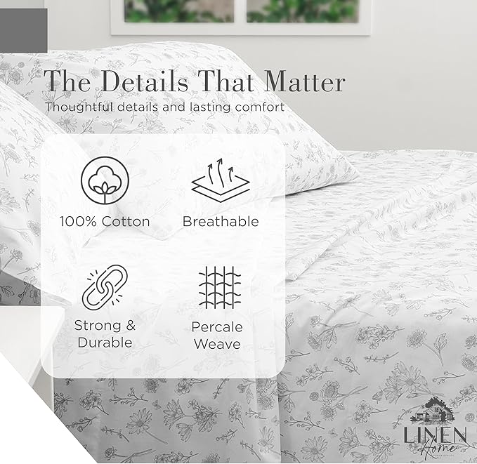 100% Cotton Bed Sheet Set - California King - 4 Piece