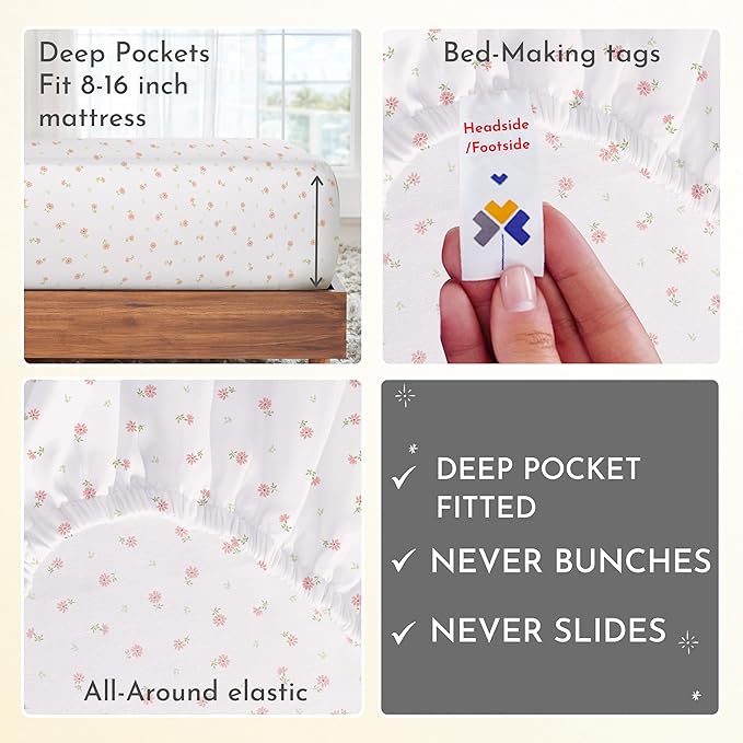 100% Cotton Bed Sheet Set - Queen - 4 Piece