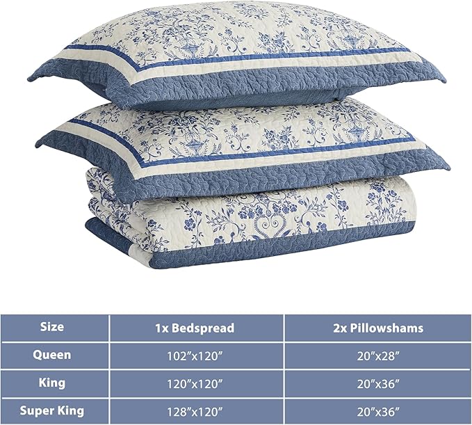 100% Cotton Bedding Set - Queen - 3 Piece