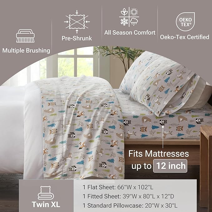 100% Cotton Bed Sheet Set - Twin XL - 3 Piece