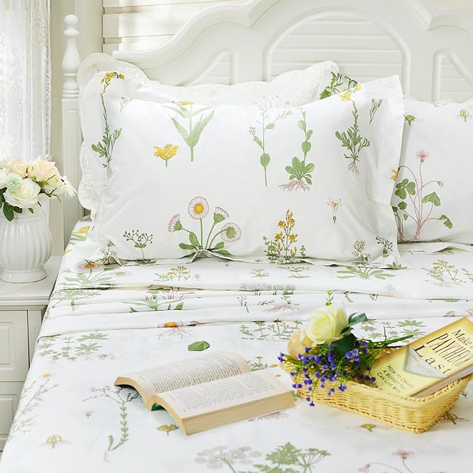 100% Cotton Hypoallergenic Bed Sheet Set - Queen - 4 Piece