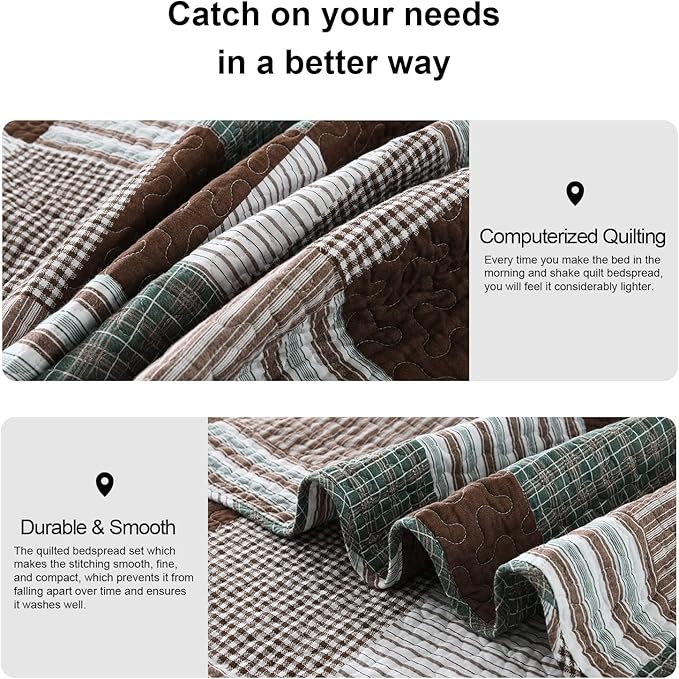 100% Cotton Quilt Set - Queen - 3 Piece