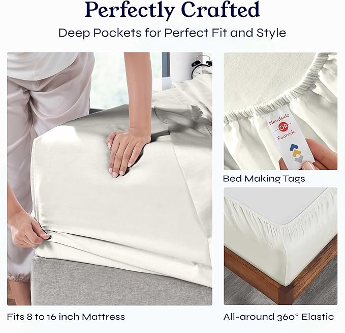 100% Cotton Bed Sheet Set - King - 6 Piece
