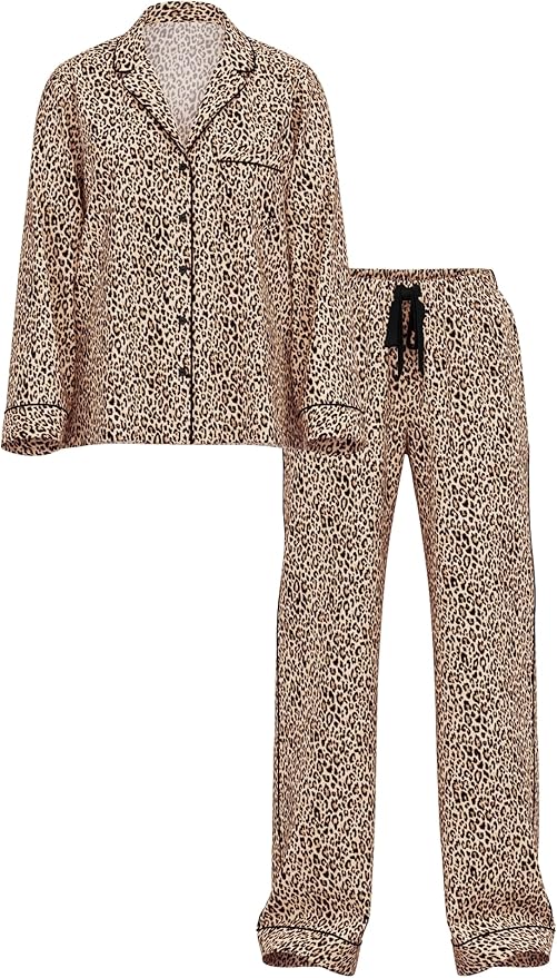 Women's Flannel Pants Pajama Set - Long Sleeve - 2 Piece
