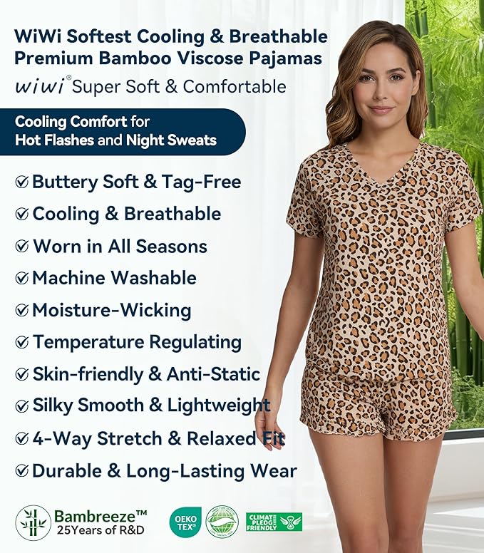 Bamboo Cooling Shorts Pajama Set - Short Sleeve - 2 Piece