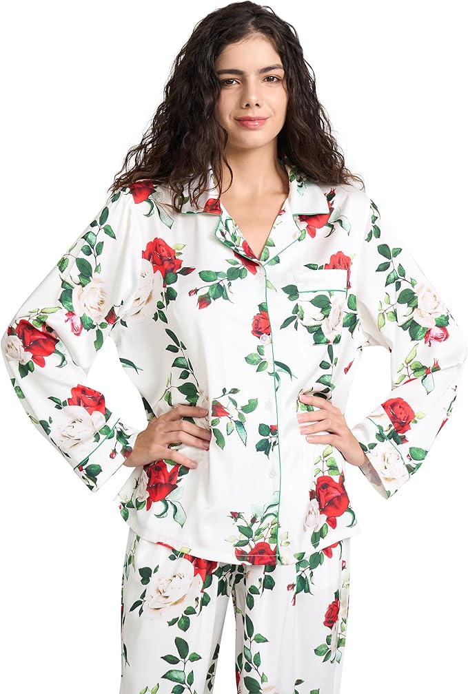 Satin Pajama Set - Long Sleeve - 2 Piece