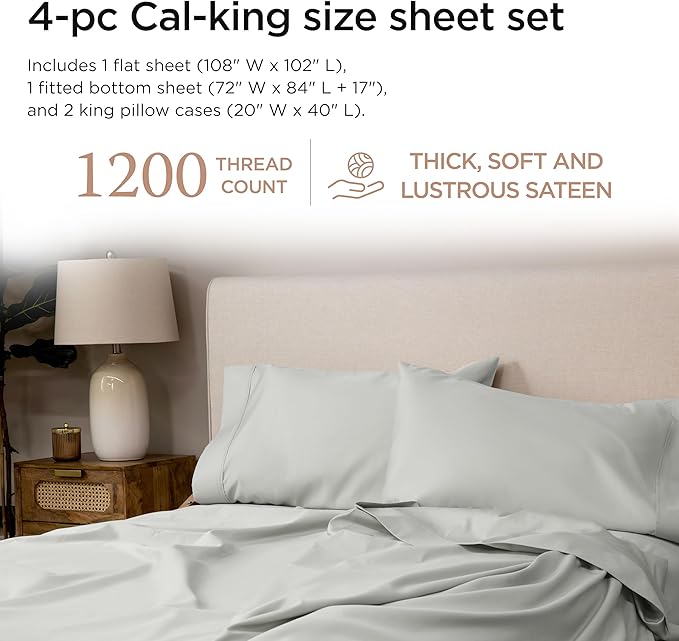 100% Cotton Bed Sheet Set - King - 4 Piece