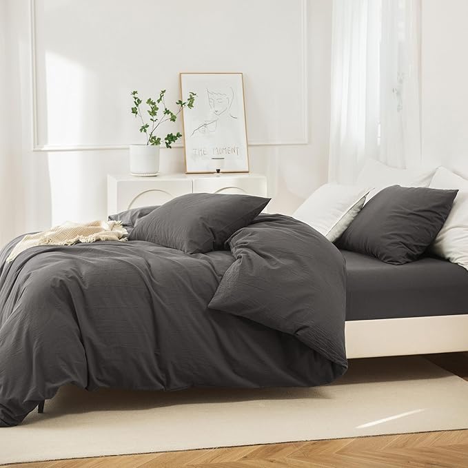 Linen Duvet Cover Set - Queen - 90 x 90 in - 3 Piece