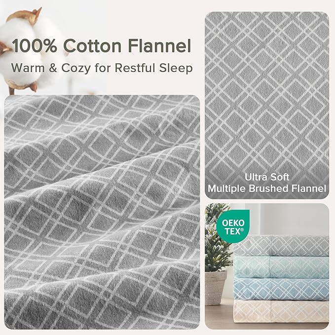 Flannel Bed Sheet Set - King - 4 Piece