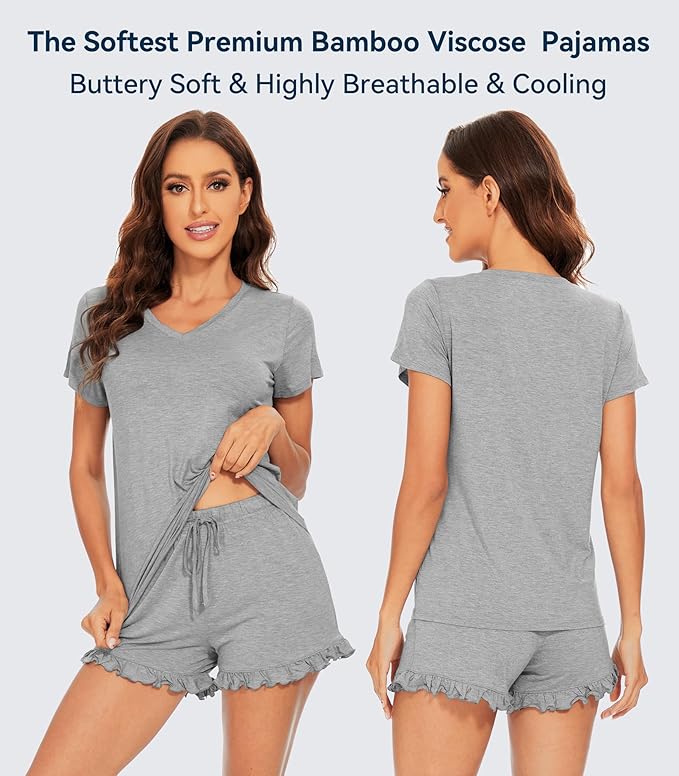 Bamboo Cooling Shorts Pajama Set - Short Sleeve - 2 Piece
