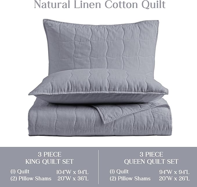100% Cotton Hypoallergenic Quilt Set - King