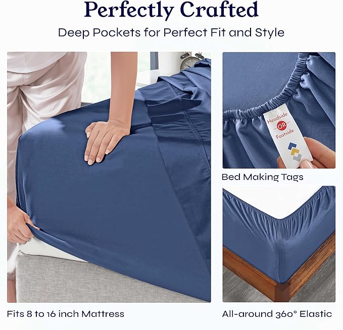 100% Cotton Bed Sheet Set - King - 4 Piece