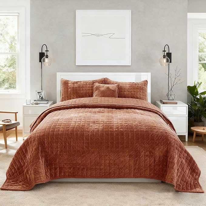 Velvet Quilt Set - King - 3 Piece