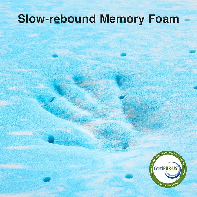 Memory Foam Cooling Mattress Topper - Queen