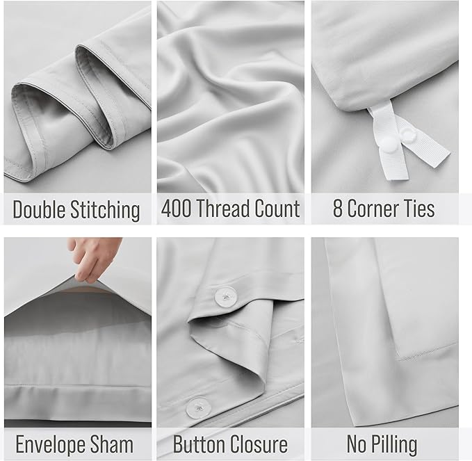 Bamboo Cooling Duvet Cover Set - California King - 3 Piece