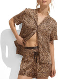 Women's Satin Shorts Pajama Set - Short Sleeve - 2 Piece