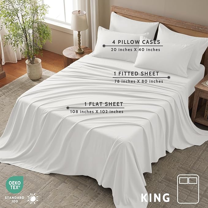 Cooling Bed Sheet Set - King - 16 in Deep Pocket - 6 Piece