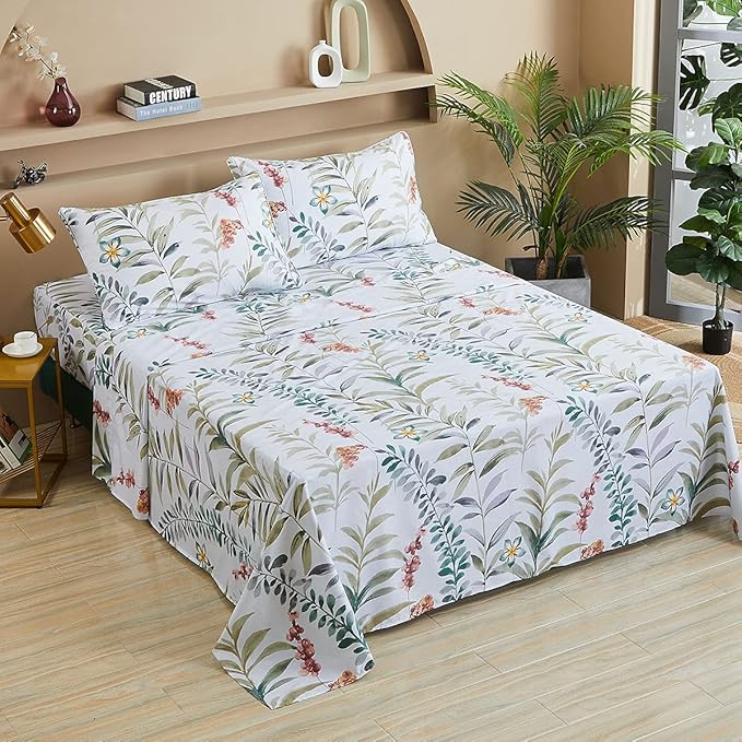 100% Cotton Bed Sheet Set - Queen - 4 Piece