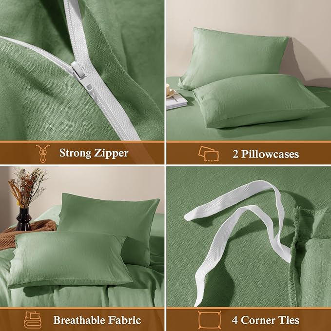 Linen Duvet Cover Set - California King - 3 Piece