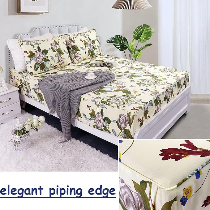 100% Cotton Hypoallergenic Bed Sheet Set - Twin XL - 4 Piece
