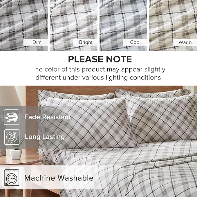 Flannel Bed Sheet Set - King - 4 Piece
