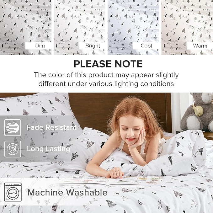 100% Cotton Bed Sheet Set - King - 4 Piece