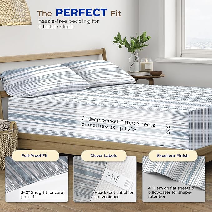 Cooling Bed Sheet Set - King - 16 in Deep Pocket - 4 Piece