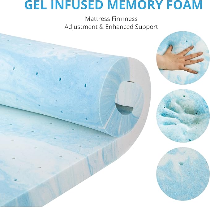 Memory Foam Cooling Mattress Topper - Queen