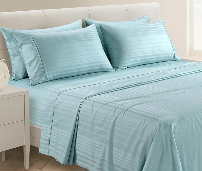 100% Cotton Bed Sheet Set - King - 6 Piece
