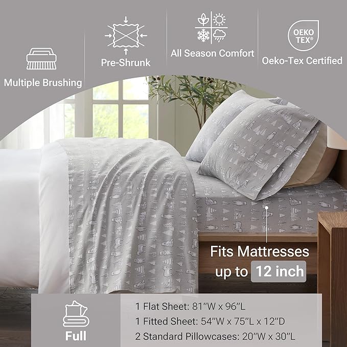 100% Cotton Bed Sheet Set - Full - 4 Piece