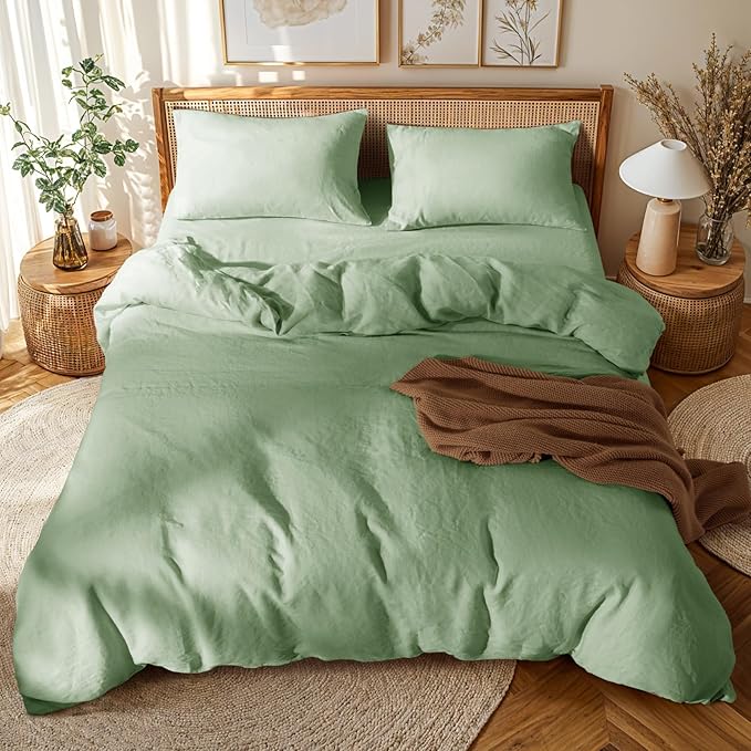 Linen Duvet Cover Set - California King - 3 Piece