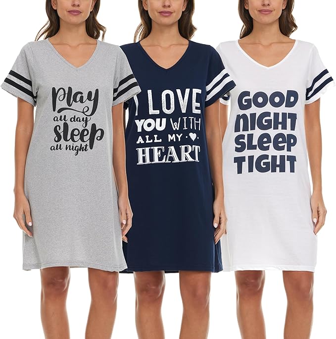 Women's Pajama Set - Short Sleeve - 3 Pack - 3 Piece