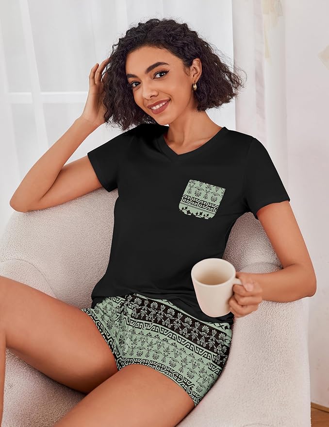 Women's Pajama Set - Short Sleeve - 2 Piece