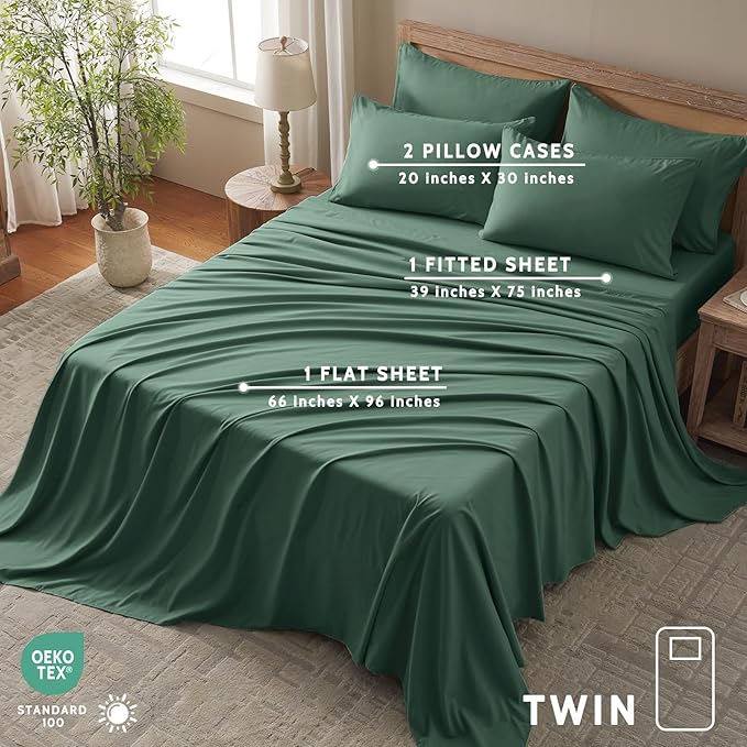 Microfiber Cooling Bed Sheet Set - Twin - 4 Piece