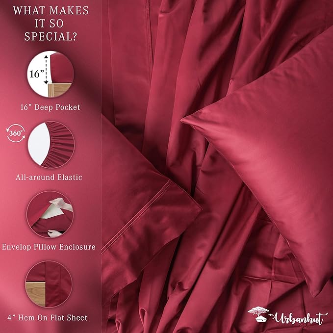 Bed Sheet Set - Queen - 16 in Deep Pocket - 4 Piece