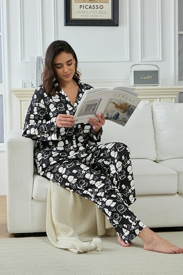 Satin Pajama Set - Long Sleeve - 2 Piece