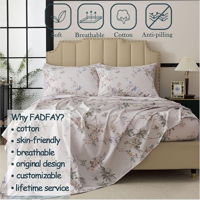 100% Cotton Bed Sheet Set - Full - 4 Piece