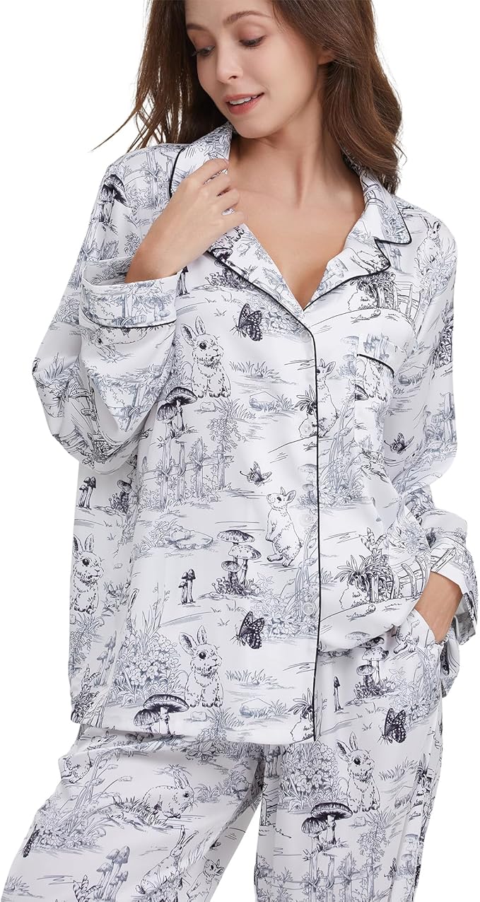 Satin Pajama Set - Long Sleeve - 2 Piece