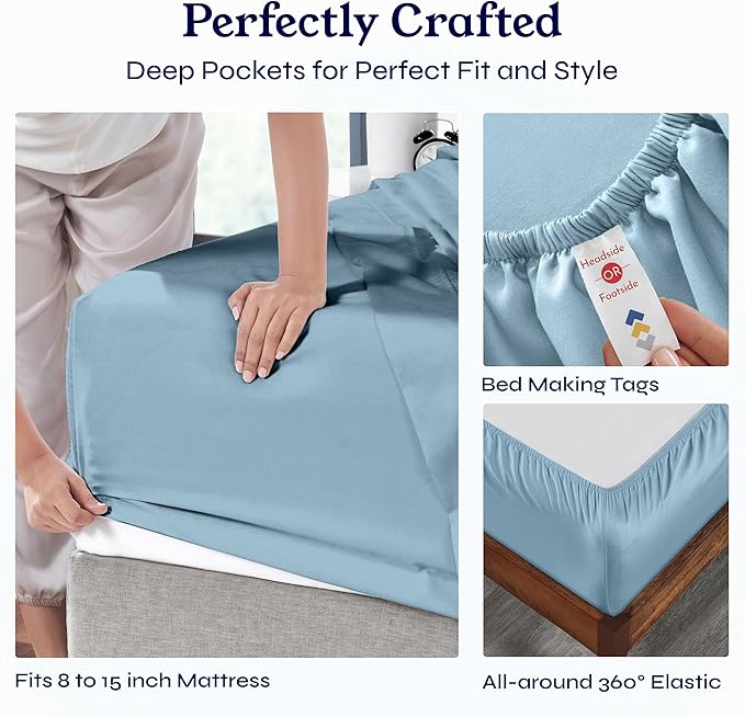 100% Cotton Bed Sheet Set - Twin - 3 Piece