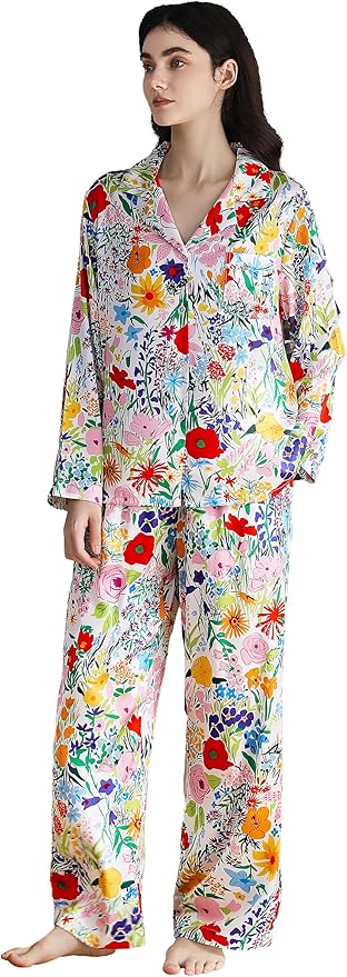 Satin Pajama Set - Long Sleeve - 2 Piece