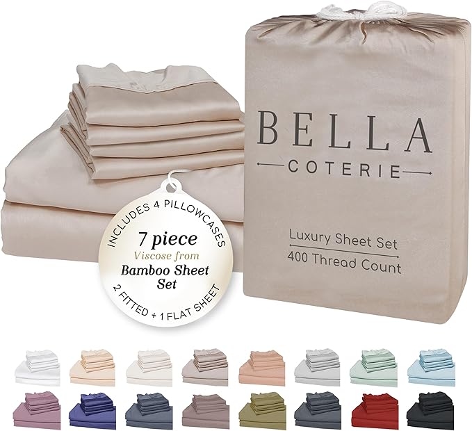 Bamboo Cooling Bed Sheet Set - Split King - 7 Piece