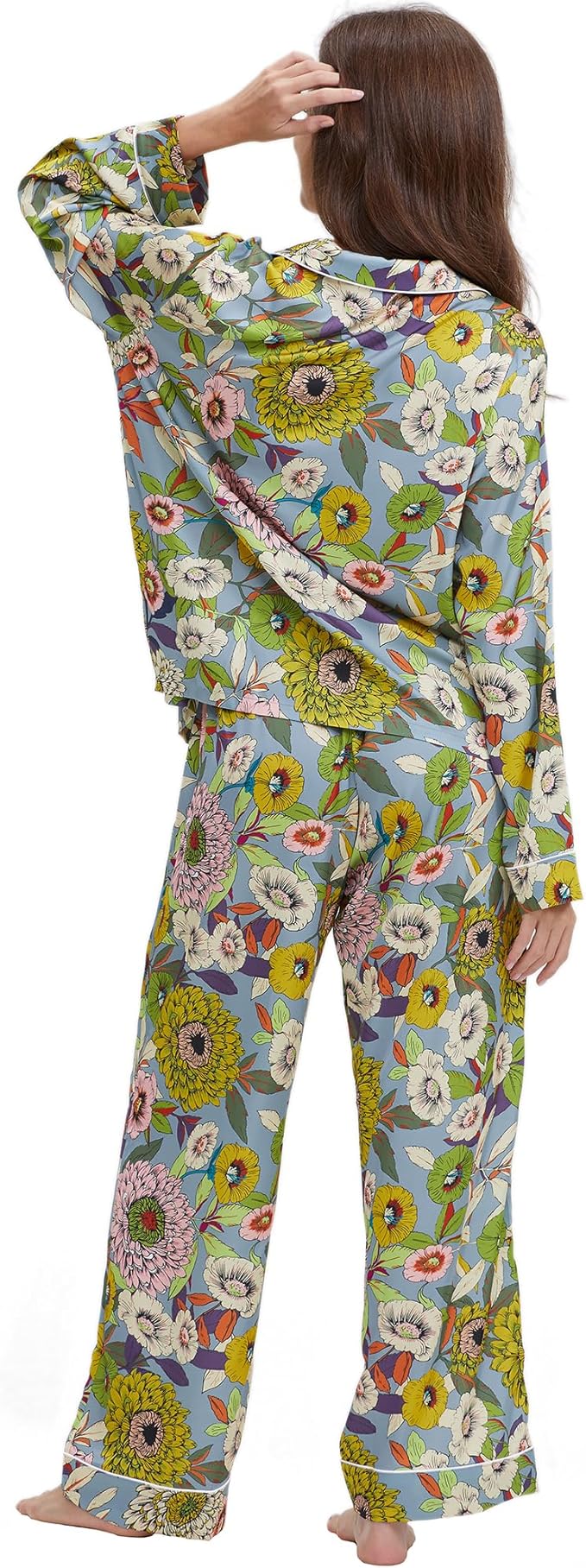 Satin Pajama Set - Long Sleeve - 2 Piece